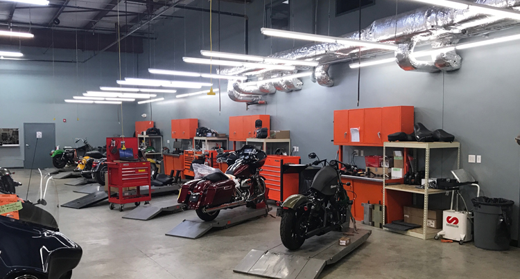 rock n roll harley davidson after bse lighting replaced the lights at one of their locations, bse lighting solutions rock n roll harley davidson lighting retrofit review 